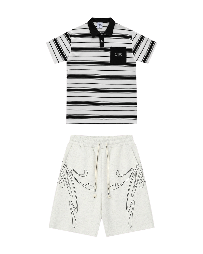 Pocket Polo White / Western Grey Set