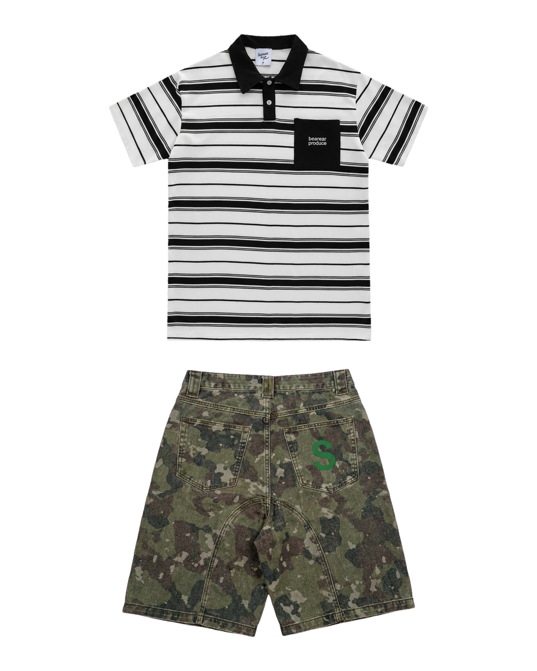 Pocket Polo White / Camo Set