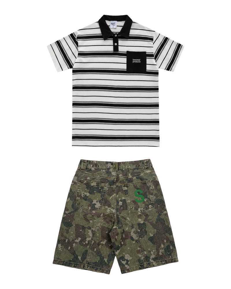 Pocket Polo White / Camo Set